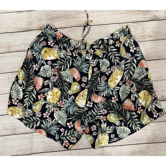 J.Jill Rayon Tropical Fruit Elastic Tie-Waist Shorts Size Large - Picture 5 of 8